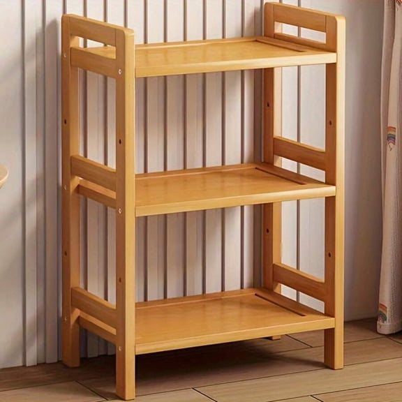 NTGFU Sturdy 3-Tier Bamboo Storage Shelves, Versatile Standing Shelf Unit for Home Organization, Decorative Bookshelf with Room Decor Accent, Perfect Wall Shelves for Wall Kitchen Bathroom & Bedroom