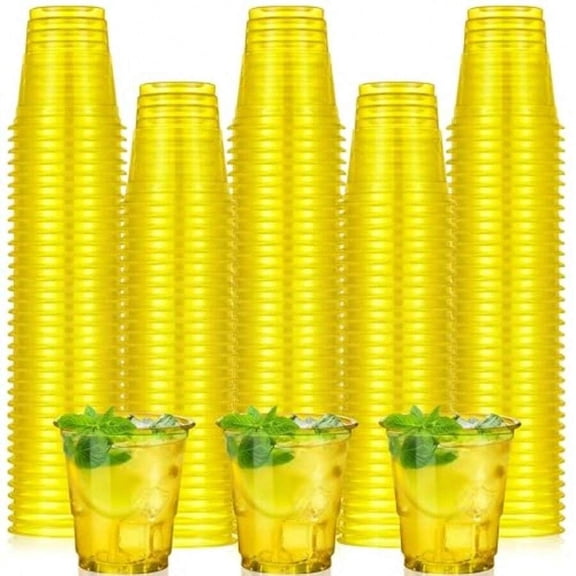 NTGFU Yellow D120 Pack 2 Oz Plastic Shot Glasses Graduation Disposable Mini Drinking Cups Bulk For Wedding Parties Picnics Cocktails Events Celebrations Favors