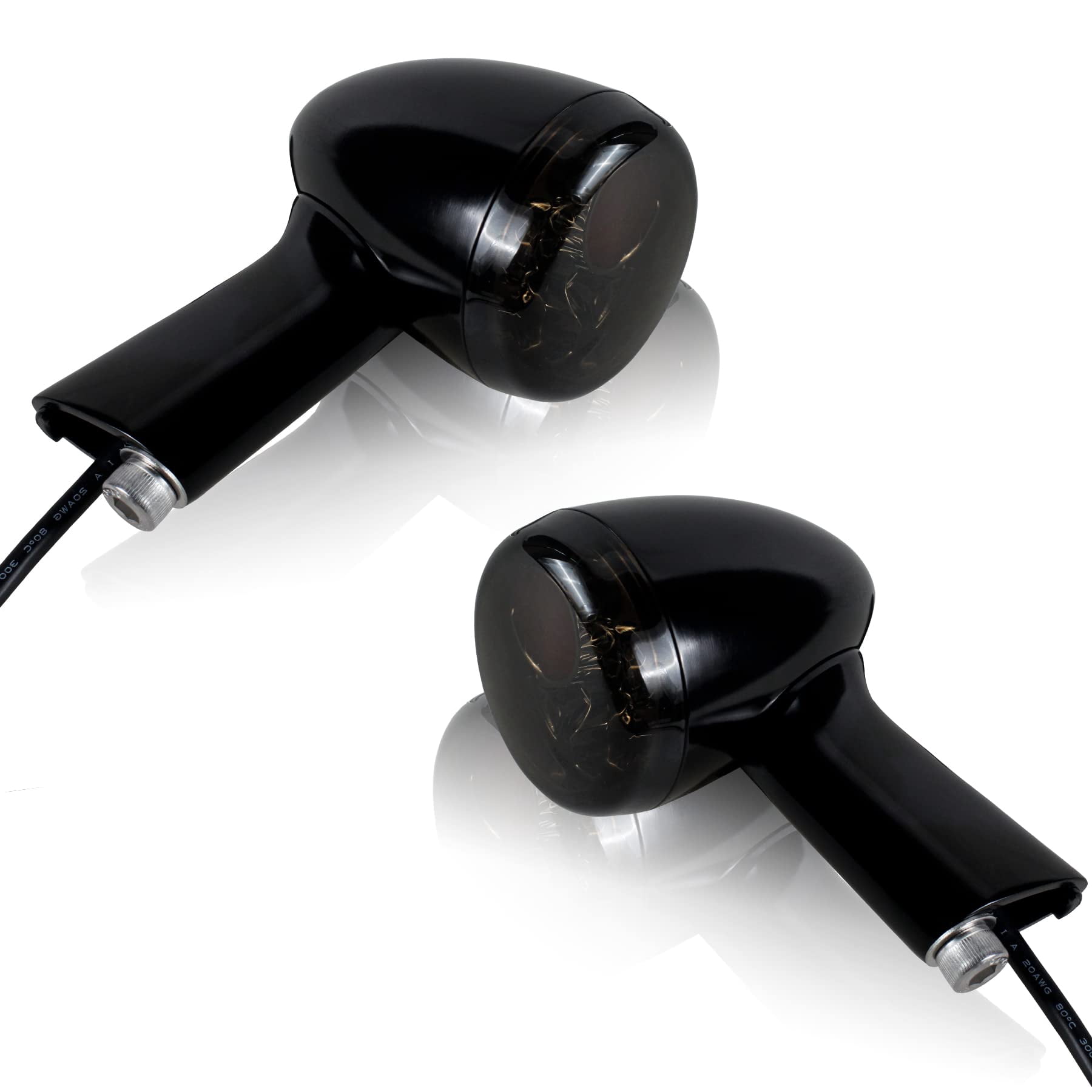 Front Gloss Black Bullet Smoked Turn Signals For Harley