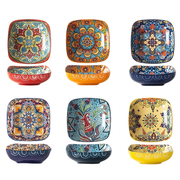 NTKOW 6-Piece Bohemian Ceramic Plates High-temp forged glaze super durable 6-inch size perfect. Snacks nuts fruits handy great for holiday parties family dinners. Microwave dishwasher safe