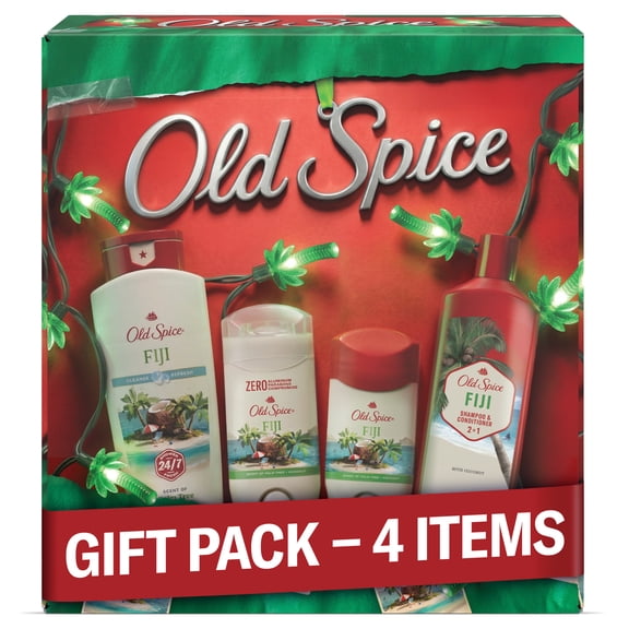 Old Spice Fiji Holiday Gift Set, Body Wash, Deodorant, Antiperspirant Deodorant & 2-in-1 Shampoo & Conditioner, 4 Piece