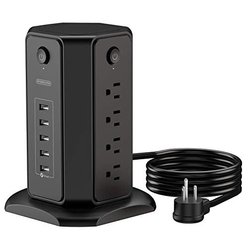 NTONPOWER 10 Ft Power Strip Tower Surge Protector Desktop Charging