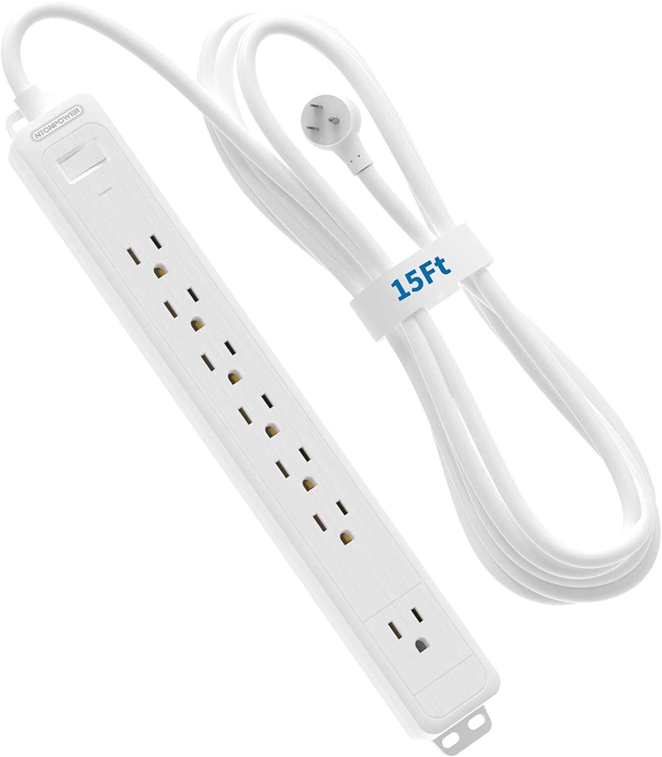 NTONPOWER 15ft Tower Power Strip - 12 AC Outlets & 4 USB (2 USB-C), 1625W, 1080J Surge Protection