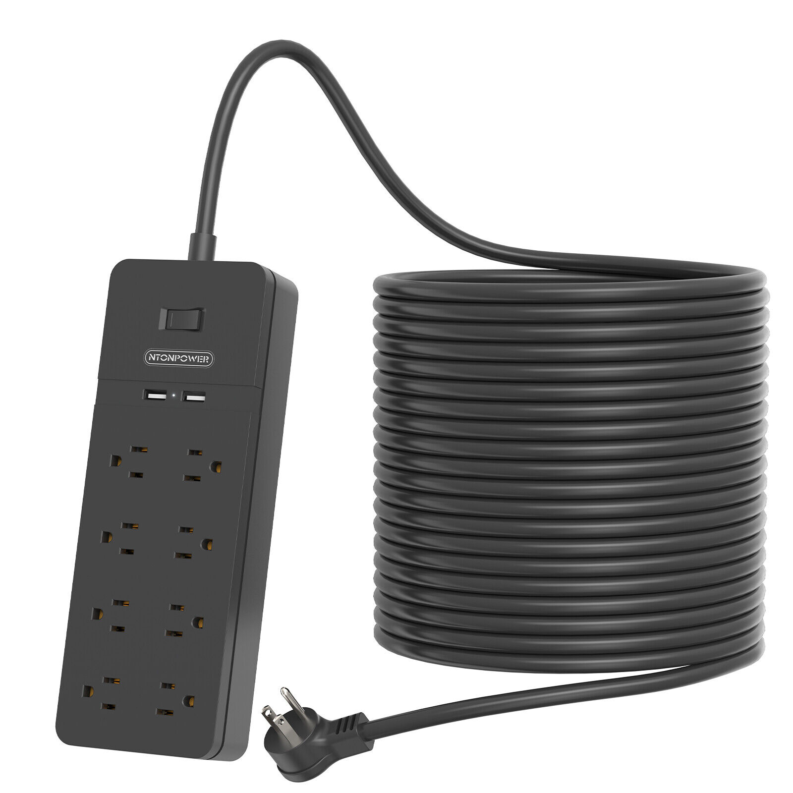 NTONPOWER Surge Protector Power Strip 25ft Extension Cord 8 Outlet 2