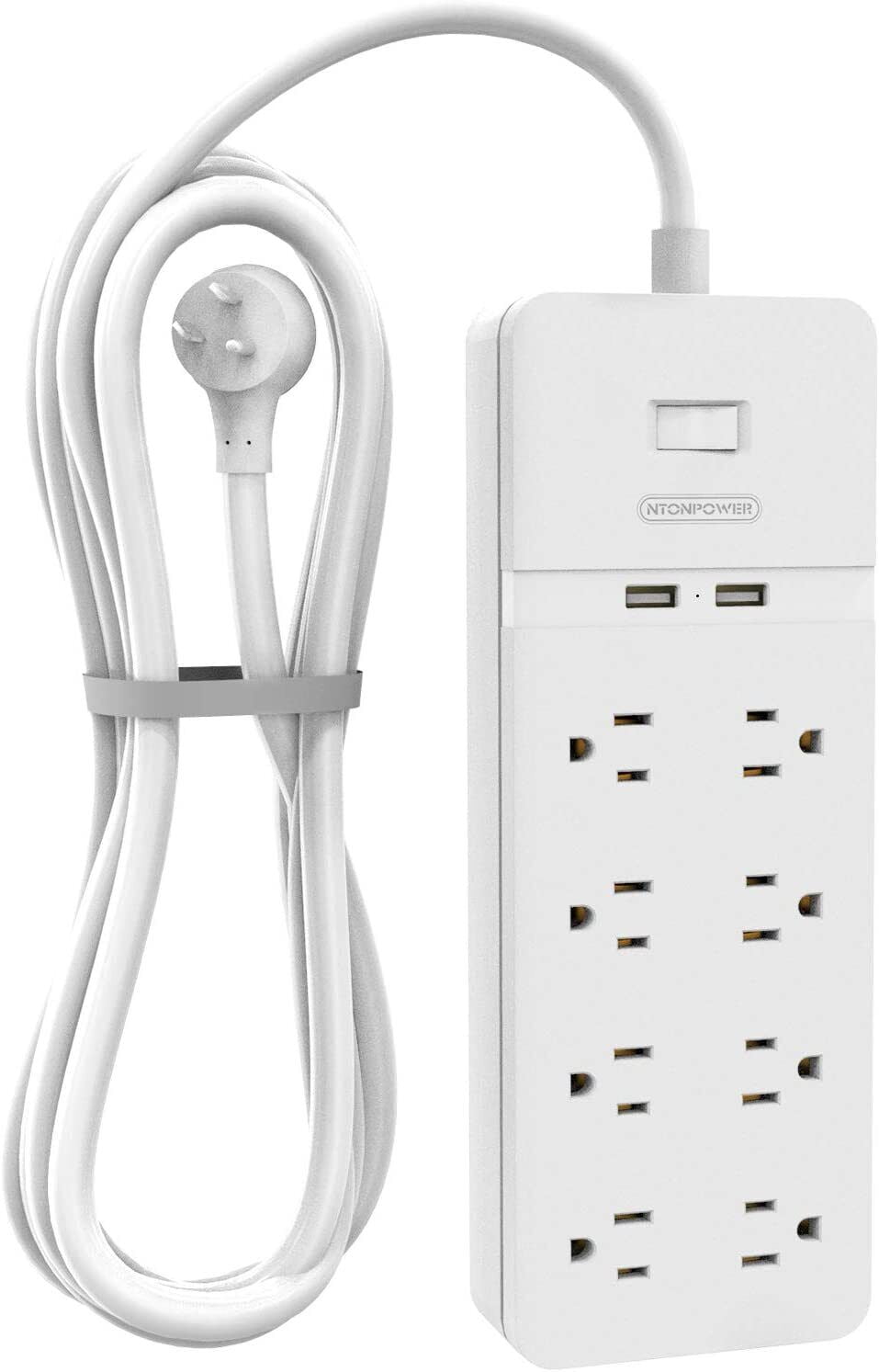 NTONPOWER Surge Protector Power Strip 25ft Extension Cord 8 Outlet 2
