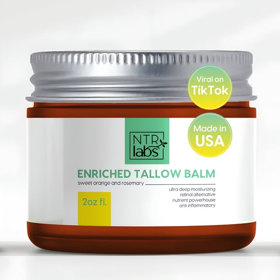 NTRLabs Beef Tallow Balm, Enriched Grass Fed Beef Tallow Moisturizer, Natural Retinol Alternative Anti Aging, 2oz