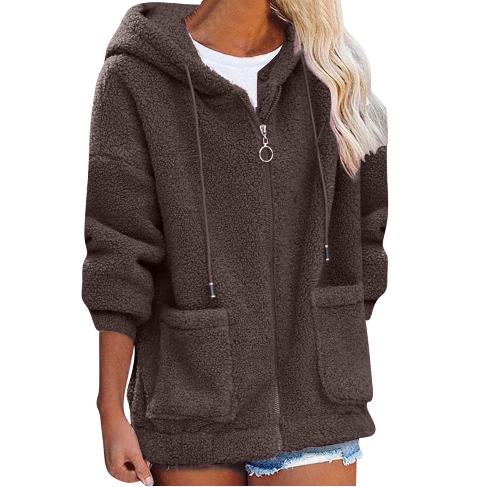 NTRiLkUR Women Full Zip Up Hoodies Fleece Pockets Plus Size Jackets