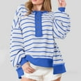 NTRiLkUR Womens Oversized Striped Sweatshirt Button Henley Neck Long