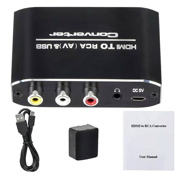 NTSC PAL Modes Adapter HDMI Video Audio Signal CVBS Converter HDMI to RCA Adapter for Computers, 5V