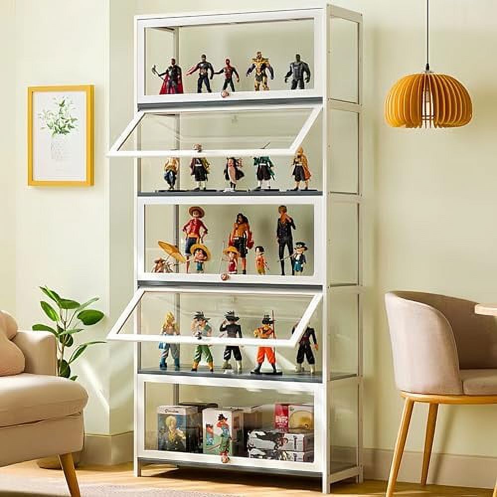 NTTBOBOEC 5Tier Curio Display Shelves with Acrylic Glass Door