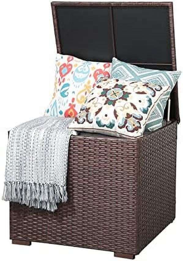 NTTBOBOEC 88 Gallon Wicker Deck Box Indoor/Outdoor Box for Patio