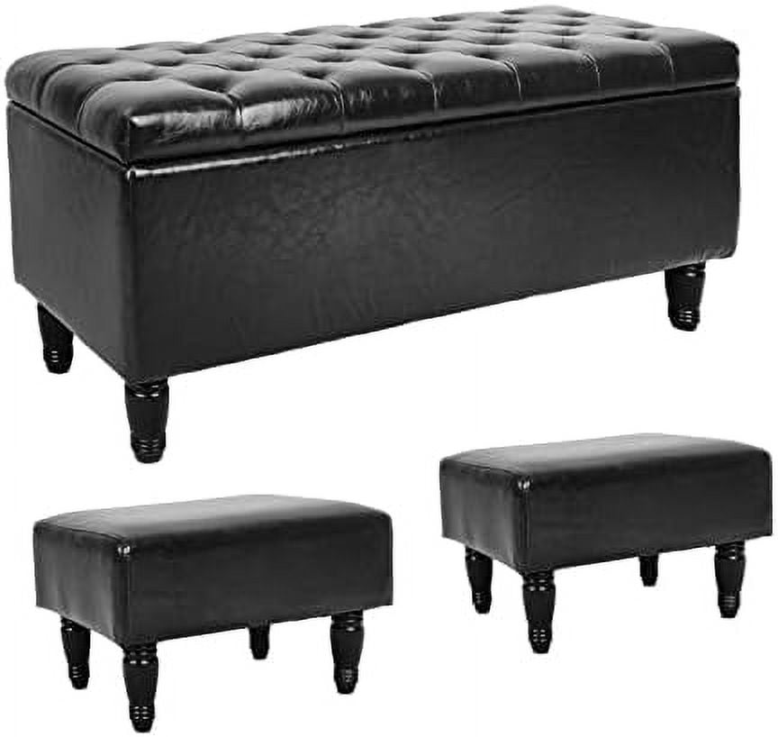 NTTBOBOEC Bench for Bedroom End of Bed Velvet Ottoman Bench with 2pcs Foot Bench with Button