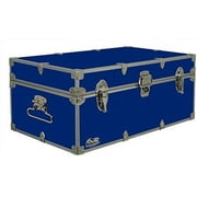 NTTBOBOEC C&N Footlockers Happy Camper  Trunk - Summer Camp Chest -  with Lid Stay - 32 x 18 x 13.5 Inches (Gold)