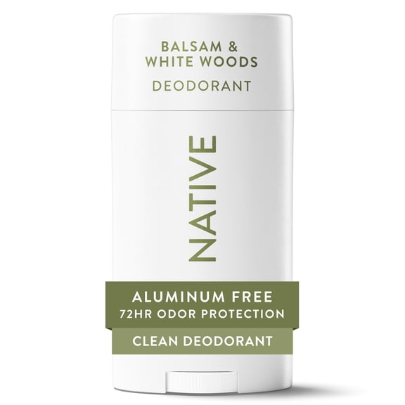 Native Aluminum Free Deodorant For Men, 72 Hour Solid Deodorant Stick, Balsam & White Woods, 2.65oz