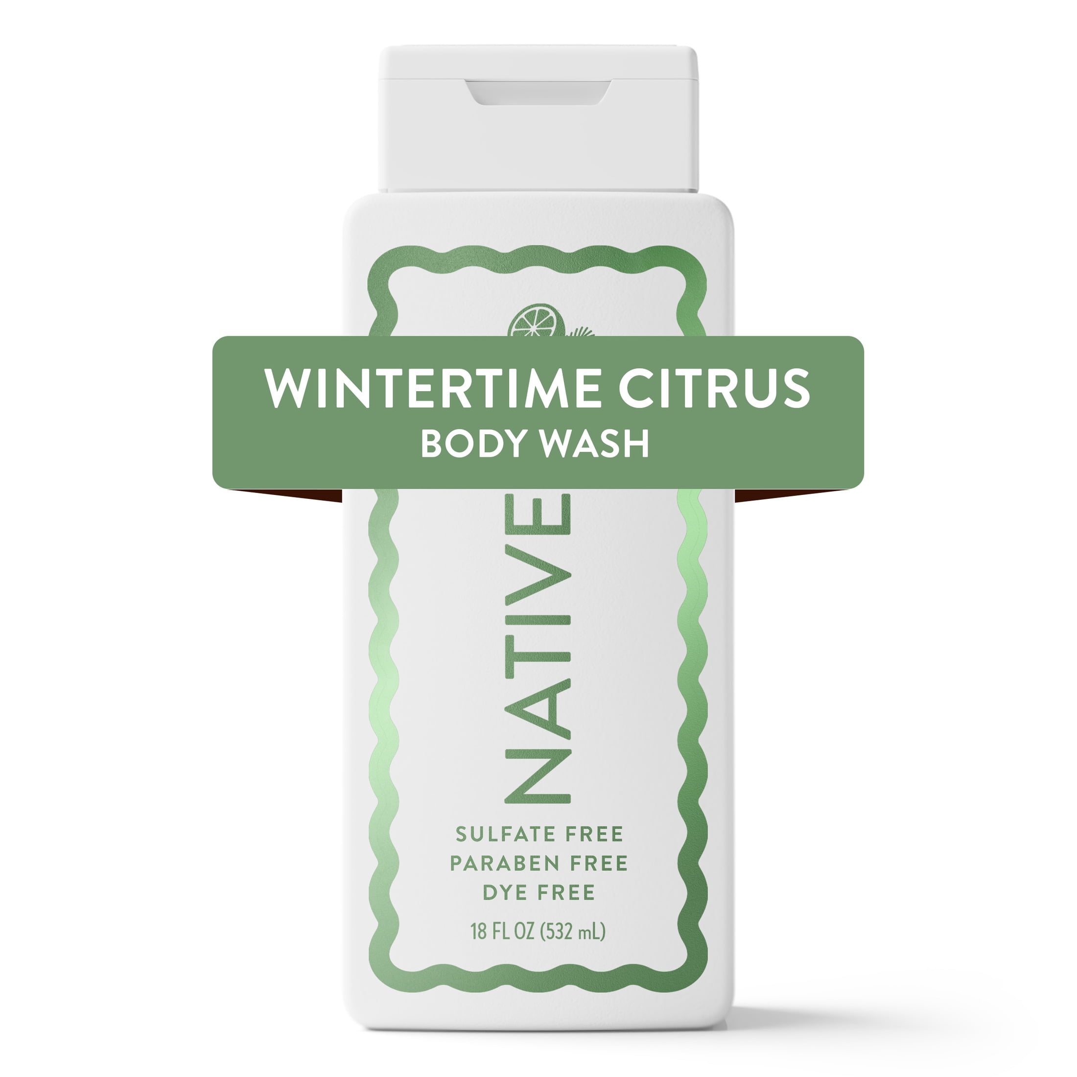 Native, Sulfate Free 24-Hour Refreshing Body Wash, Wintertime Citrus, 18 fl oz, Holiday Body Wash