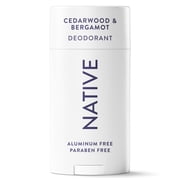 Native Deodorant, Aluminum Free, 72 Hour Protection, Solid Stick for Men, Cedarwood & Bergamot Scent, 2.65 oz