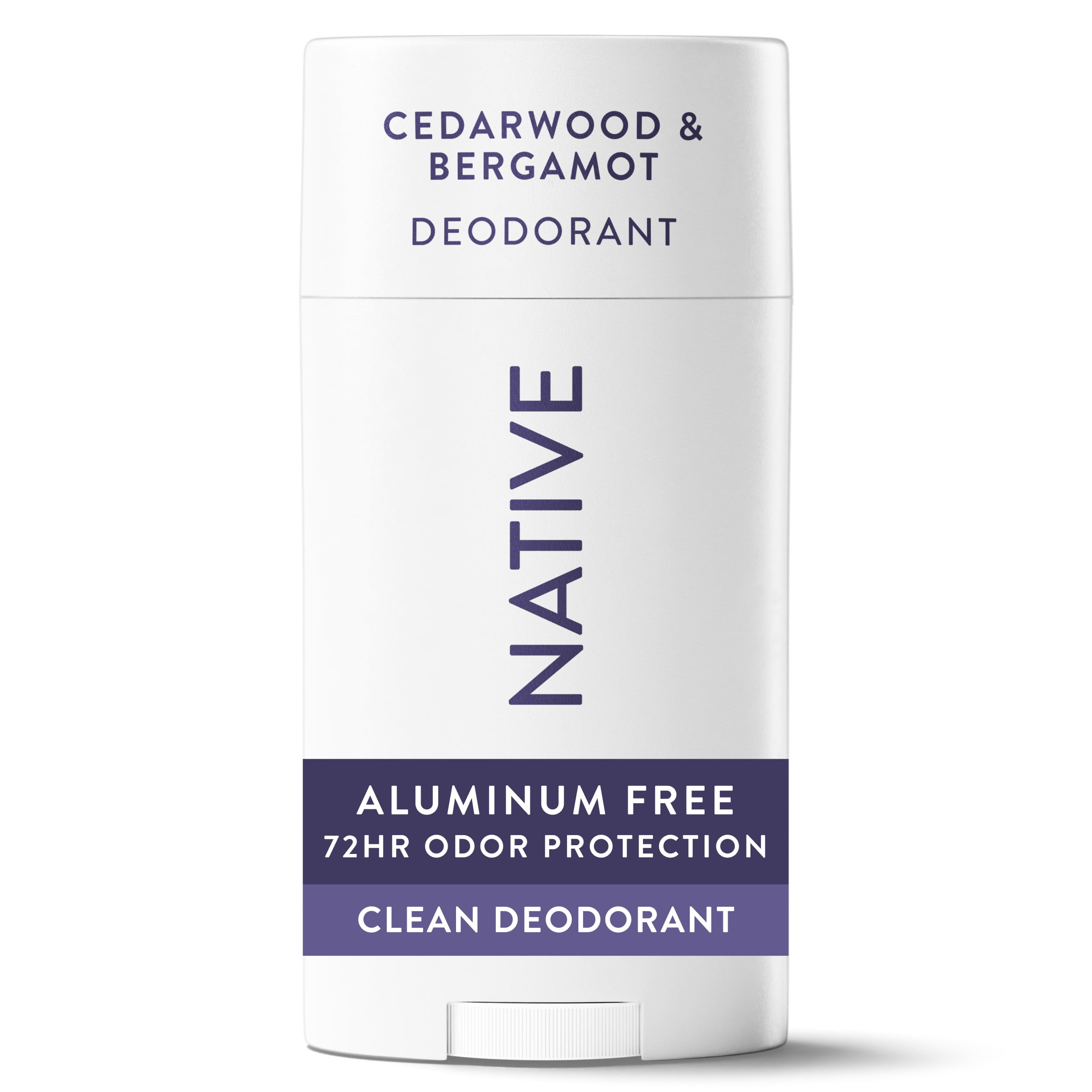 Native Deodorant, Aluminum Free, 72 Hour Protection, Solid Stick for Men, Cedarwood & Bergamot Scent, 2.65 oz