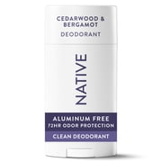 Native Deodorant, Aluminum Free, 72 Hour Protection, Solid Stick for Men, Cedarwood & Bergamot Scent, 2.65 oz