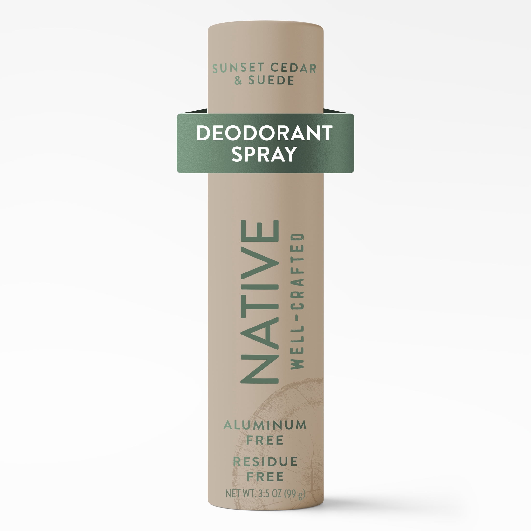 Native Aluminum Free Spray Deodorant for Men, Sunset Cedar & Suede, Well-Crafted, 3.5 oz