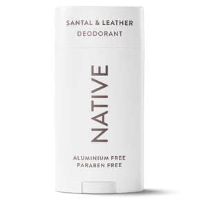 Native Aluminum Free Deodorant For Men, 72 Hour Solid Deodorant Stick, Santal & Leather, 3.1oz
