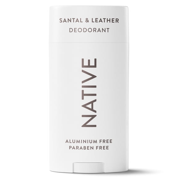 Native Aluminum Free Deodorant For Men, 72 Hour Solid Deodorant Stick, Santal & Leather, 3.1oz