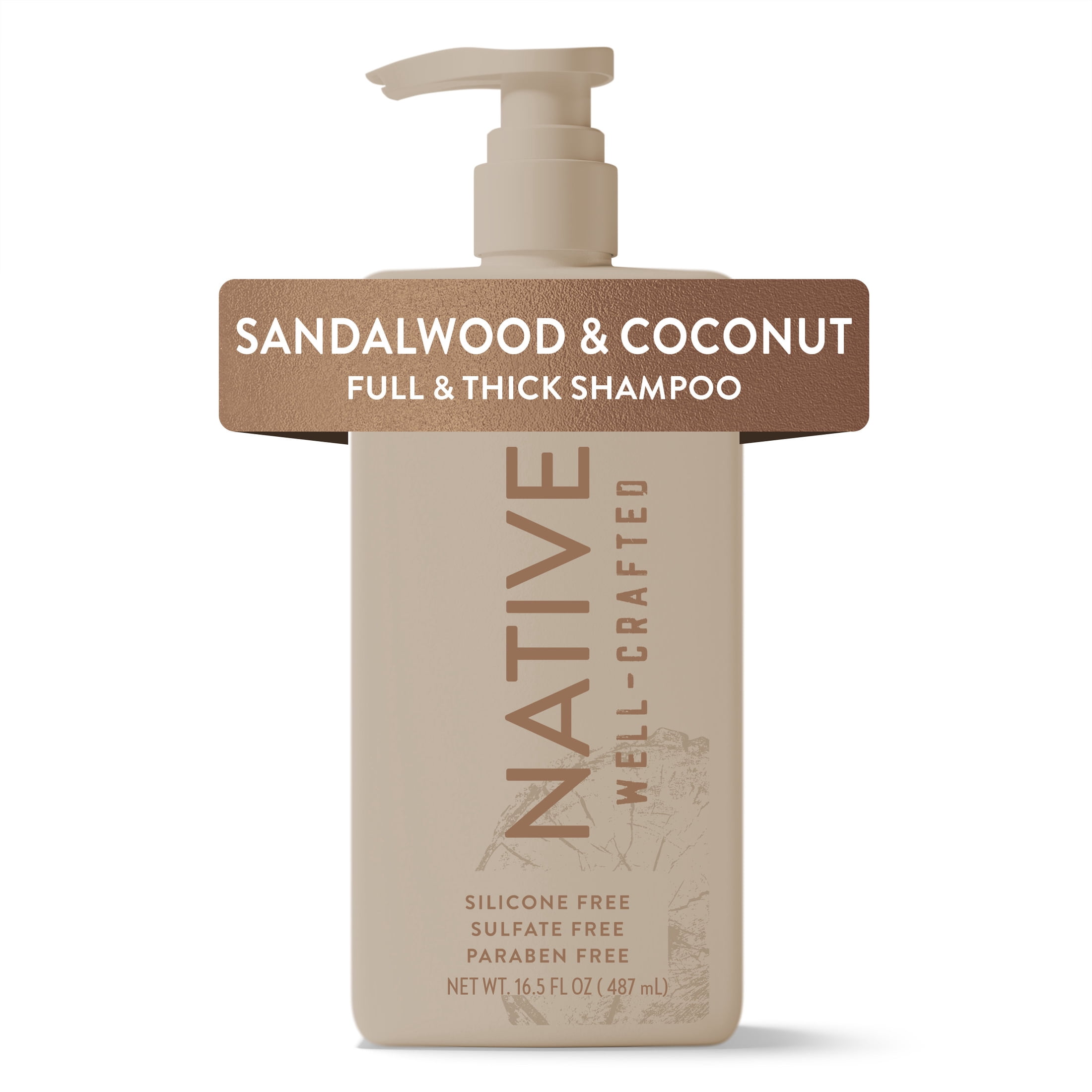 Native Full & Thick Men's Shampoo, Silicone and Sulfate Free, Sandalwood & Coconut, 16.5 fl oz