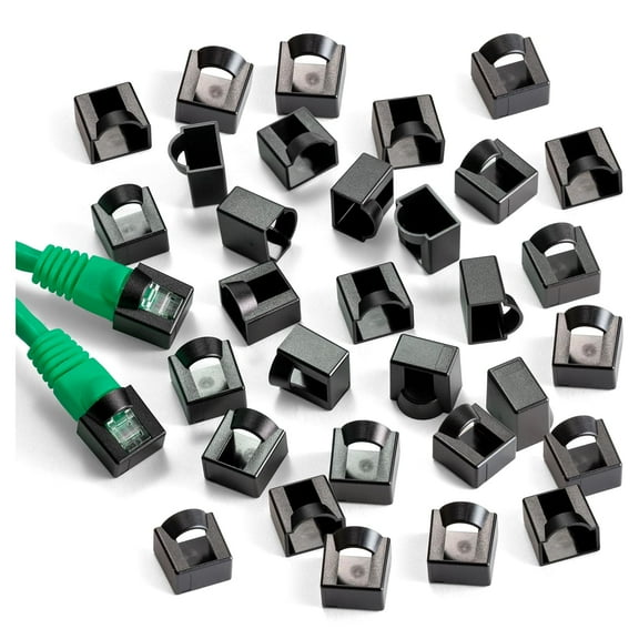 NTW Click on/Lockable RJ45 Plug Protector CAT5e/Cat6/Cat6a/Cat7/Cat8 Ethernet Head Dust Covers (100 Pack)-Black