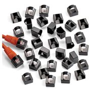 NTW Click on/Lockable RJ45 Plug Protector CAT5e/Cat6/Cat6a/Cat7/Cat8 Ethernet Head Dust Covers 50 Pack-Black