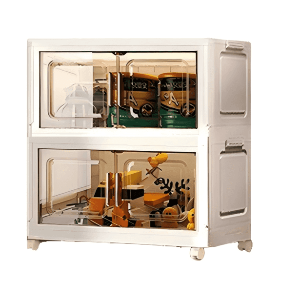 NTYNTY 2 Tier Stackable Plastic Storage Bins with Lid and Wheels-Closet Organizers and Storage,Foldable Storage Containers,Organization and Storage Boxes for Craft,Home,Pantry,Dorm,Transparent