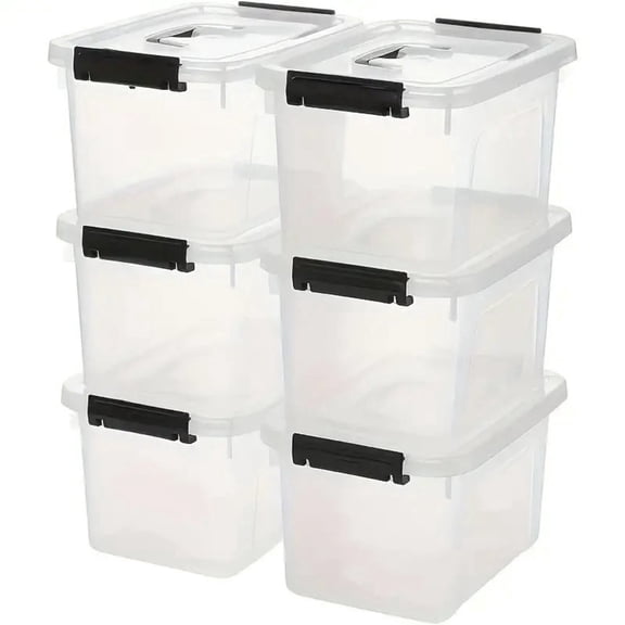 NTYNTY 20.8 Qt. Plastic Storage Bins with Lids, Stackable Storage Containers, Totes, 6 Pack