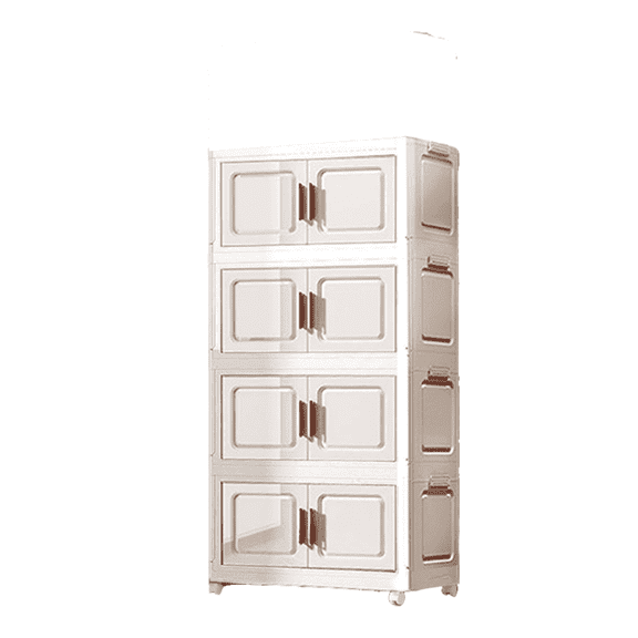 NTYNTY 4 Tier Stackable Plastic Storage Bins with Lid and Wheels-Closet Organizers and Storage,Foldable Storage Containers,Organization and Storage Boxes for Craft,Home,Pantry,Dorm,White