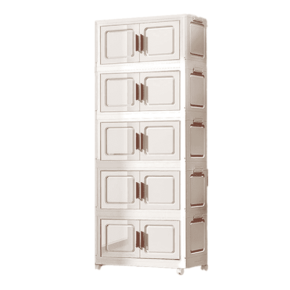 NTYNTY 5 Tier Stackable Plastic Storage Bins with Lid and Wheels-Closet Organizers and Storage,Foldable Storage Containers,Organization and Storage Boxes for Craft,Home,Pantry,Dorm,White