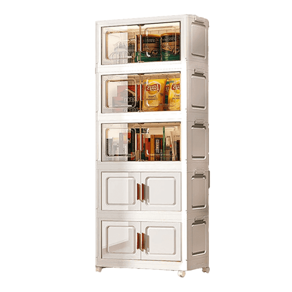 NTYNTY 5 Tier Stackable Plastic Storage Bins with Lid and Wheels-Closet Organizers and Storage,Foldable Storage Containers,Organization and Storage Boxes for Craft,Home,Pantry,Dorm,Mixed Colors