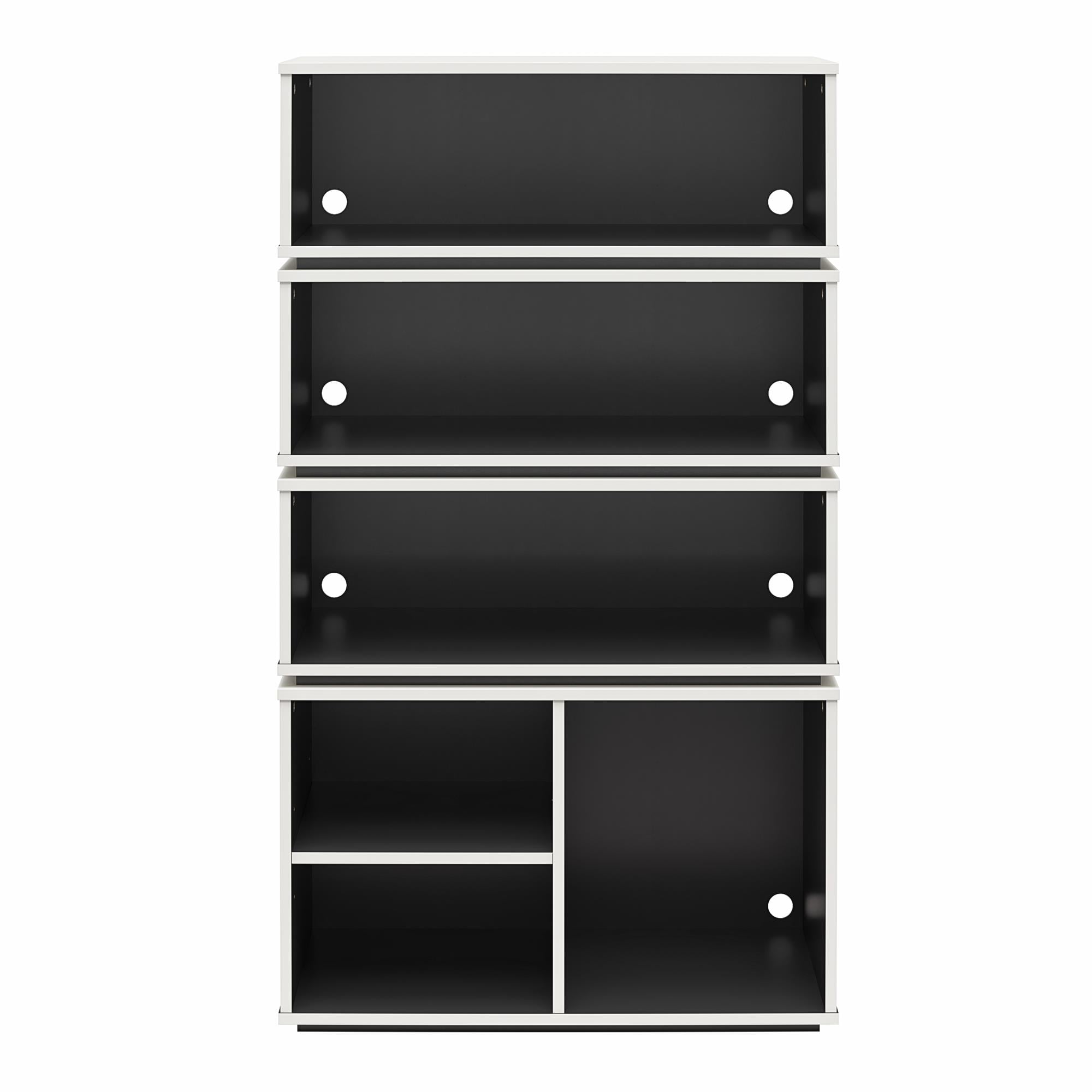 White and Black Adjustable Wood Display Storage Unit