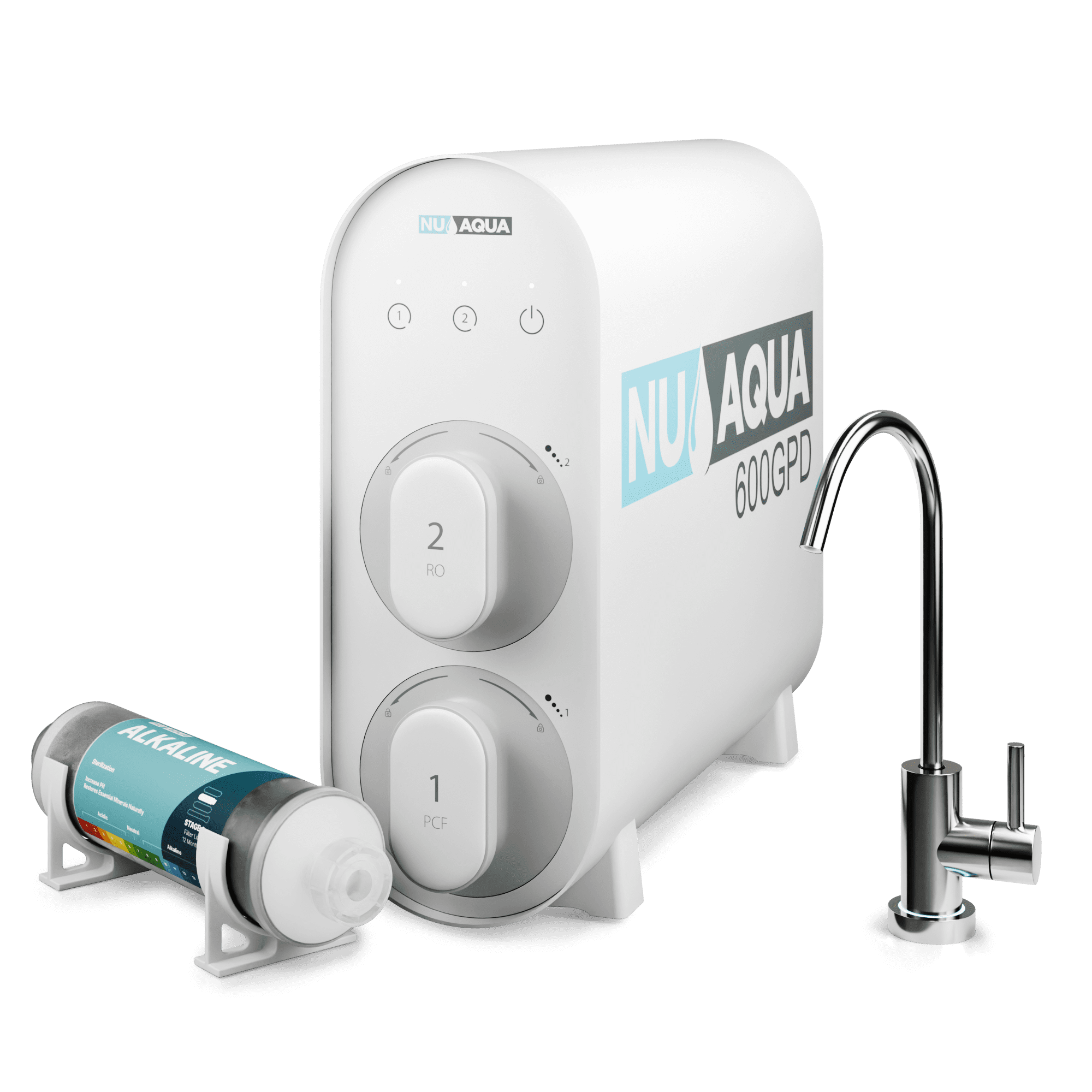 NU Aqua Efficiency Series Tankless 600GPD Alkaline Remineralization Reverse Osmosis System 2:1 Pure To Waste