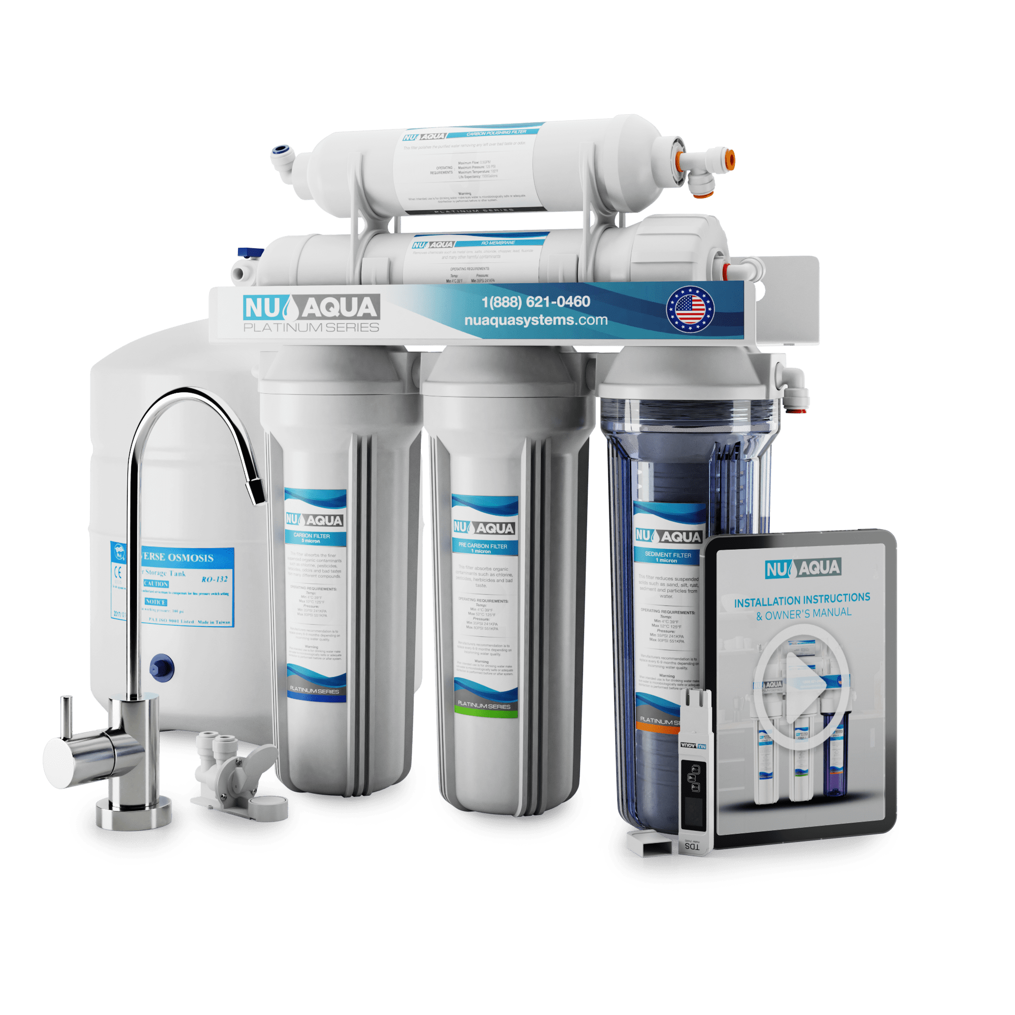 NU Aqua Platinum Series 100GPD 5-Stage Under-Sink RO System