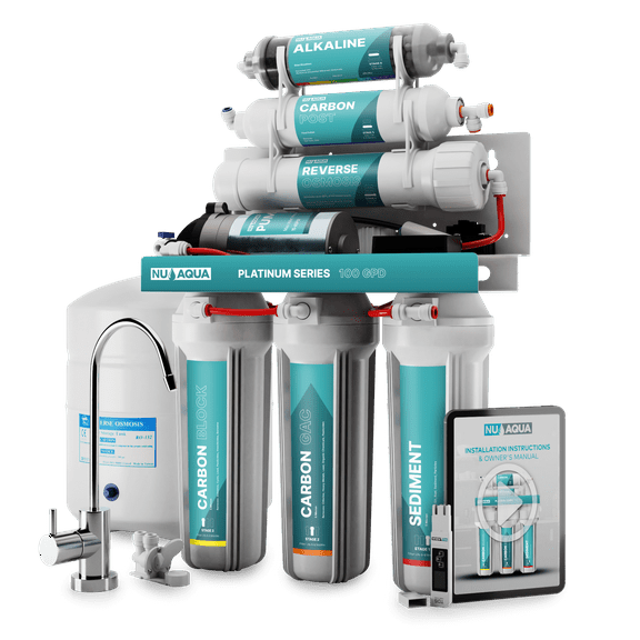 NU Aqua Platinum Series 6 Stage Alkaline 100GPD RO System with Booster Pump