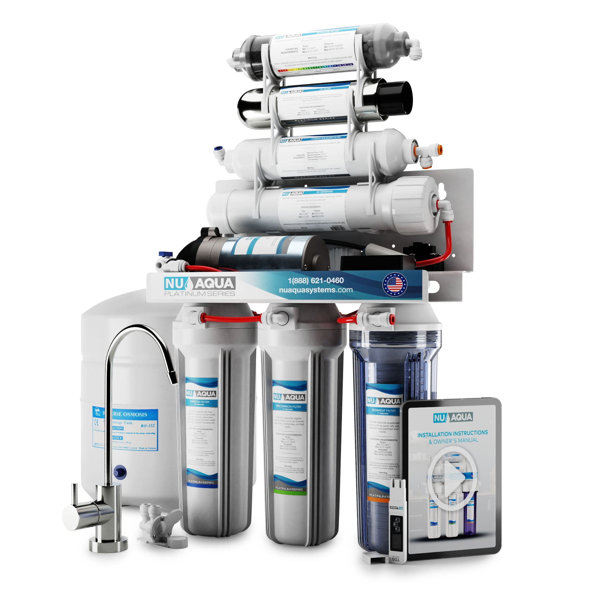 NU Aqua 7-Stage Alkaline UV Under-Sink Water Filtration System