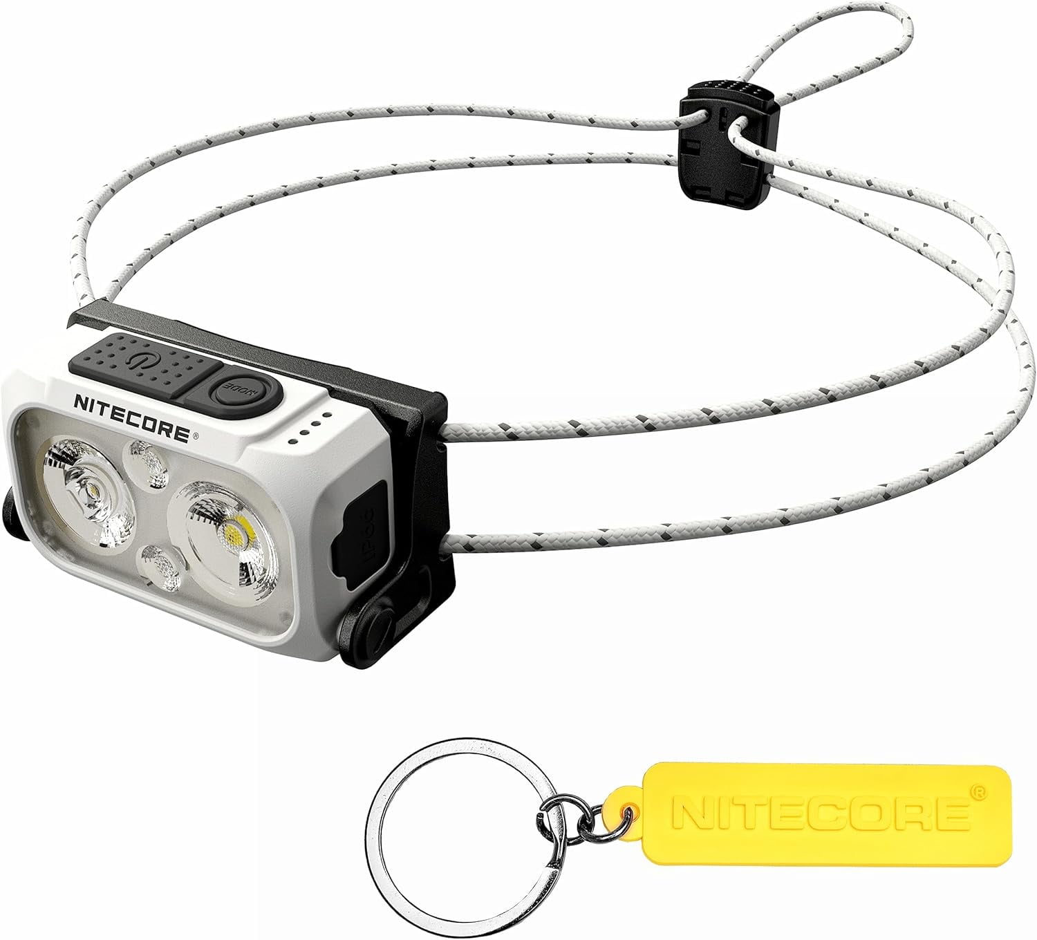 NU21 360 Lumen Ultra Lightweight Outdoor Headlamp Dual Beam USB-C Rechargeable Headlight Tag (White)