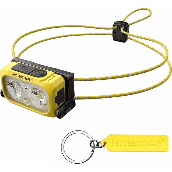 NU21 360 Lumen Ultra Lightweight Outdoor Headlamp Dual Beam USB-C Rechargeable Headlight Tag (Yellow)