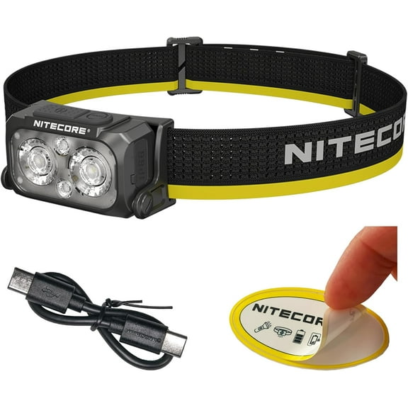 NU25 MCT 400 Lumen Lightweight USB-C Rechargeble Outdoor Headlamp with Multiple Color Temperatures Warm Natural, Cold Lights and Red Light (Headband, Black)
