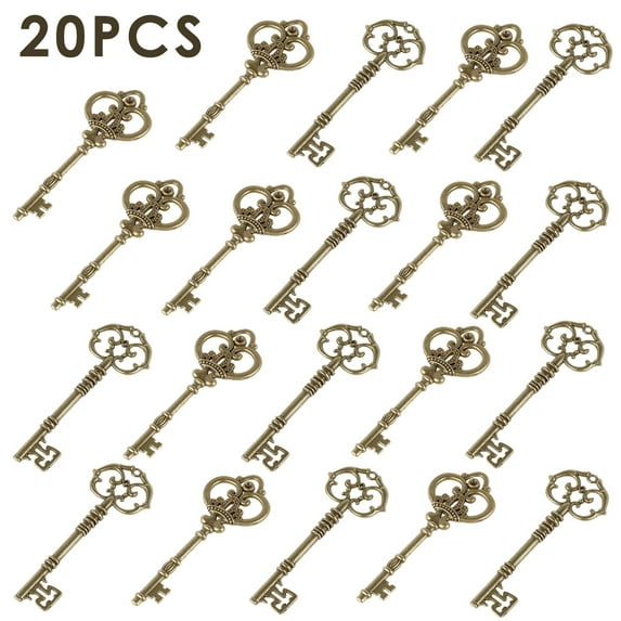 NUAHRHY 20pcs Large Skeleton Keys Antique Bronze Keys Rustic Key Pendant Vintage Key Charms Set DIY Handmade Craft Accessories for Wedding Favor Jewelry Making Wrapping Decoration