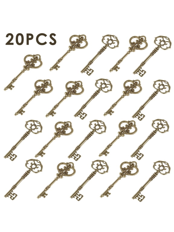 20pcs Large Skeleton Keys Antique Bronze Keys Rustic Key Pendant Vintage Key Charms Set DIY Handmade Craft Accessories for Wedding Favor Jewelry Making Wrapping Decoration