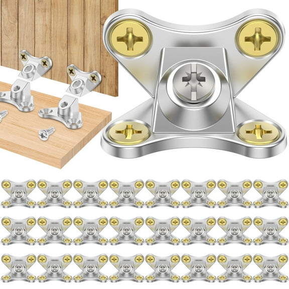 NUAHRHY 24PCS Butterfly Corner Bracket Detachable Butterfly Corner Brace Alloy Right Angle L Bracket with Screws Shape Fastener Butterfly Support Connector Bracket for Cabinet 1.33*9.44*0.79in