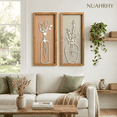 thumbnail image 1 of NUAHRHY 2Pcs 3D Floral Wall Decor, Framed Cutout Floral Wall Art, Wooden Hollow Sage Neutral Hanging Art, Premium Boho Botanical Farmhouse Living Room Bathroom Home Decor 15.74x7x0.6 inch, 1 of 10