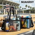 thumbnail image 1 of NUAHRHY 2pcs Transparent Cross Clear PVC Beach Tote Bag for Women Work Stadium Events Plastic Approve Handbags with Handle Large Capacity None List, 1 of 10
