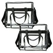 NUAHRHY 2Pcs Large Capacity Clear Tote Bag with Handle and Adjustable Strap Durable PVC Cross-Body Shoulder Bag Transparent Stadium Approved Gym Bag for Sports Games Work Concerts