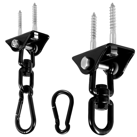 NUAHRHY 2pcs Swing Hangers Heavy Duty 1000lb Hooks 304 Stainless Steel Hardware 360°Swivel Hammock Hook set Indoor Outdoor for Yoga Hammock Porch Black