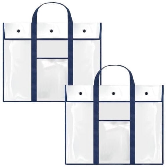 NUAHRHY 2pcs Art Portfolio Bag PVC Carrying Case Poster Storage Pouch Bag Organizer with Pocket Portable Bulletin Board Holder for Teacher Classroom