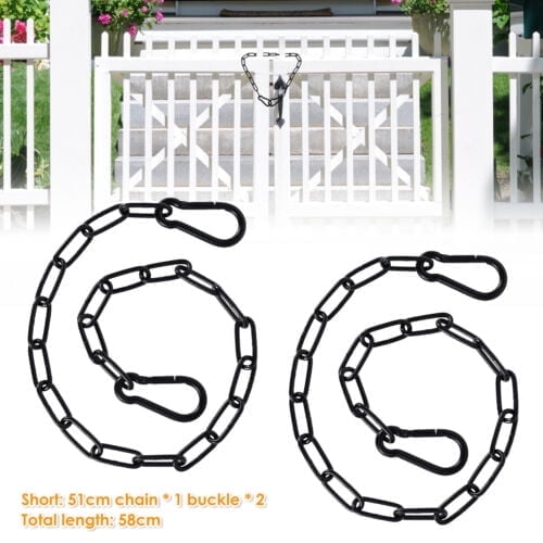 NUAHRHY 2pcs Gate Chain Lock Stainless Steel 20/39inch Gate Chain Link Lock Chain Link Gate Latch with Spring Buckle Weatherproof Outdoor Fence Gate Chain Lock for Fence Door Pet Cage Door